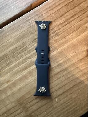 Black Silicone Apple Watch Band with Decorative Gold Crown